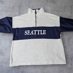 Vintage 80s Seattle Washington  2XL Pullover Long Sleeve Sweatshirt W/ Zipper